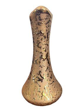 Vintage Elynor China USA Gold Textured Bud Vase 6.5" Tall Mid Century Decor